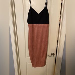 Hommage rose tan suede dress